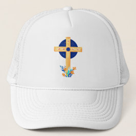 Gorra De Camionero Cruz cristiana con flores