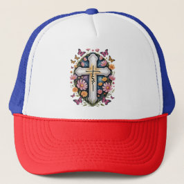 Gorra De Camionero Cruz de fe floral