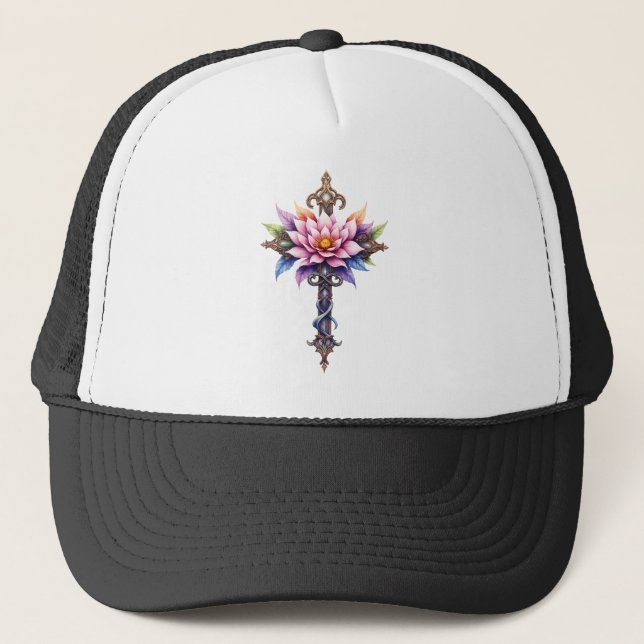 Gorra De Camionero Cruz de Loto Celestial  (Anverso)