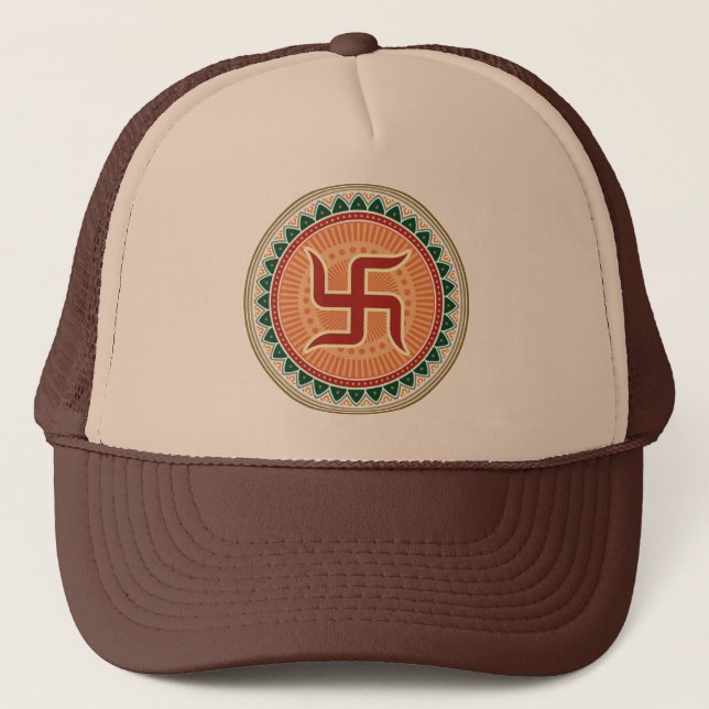 Gorra De Camionero Cruz gamada con el estilo indio tradicional (Anverso)