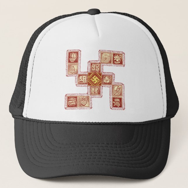 Gorra De Camionero Cruz gamada tradicional india (Anverso)