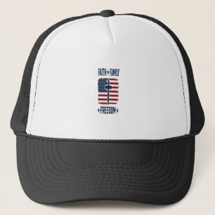 Gorra De Camionero Cruz Patriótica Libertad Familia Fe Vect Bandera d