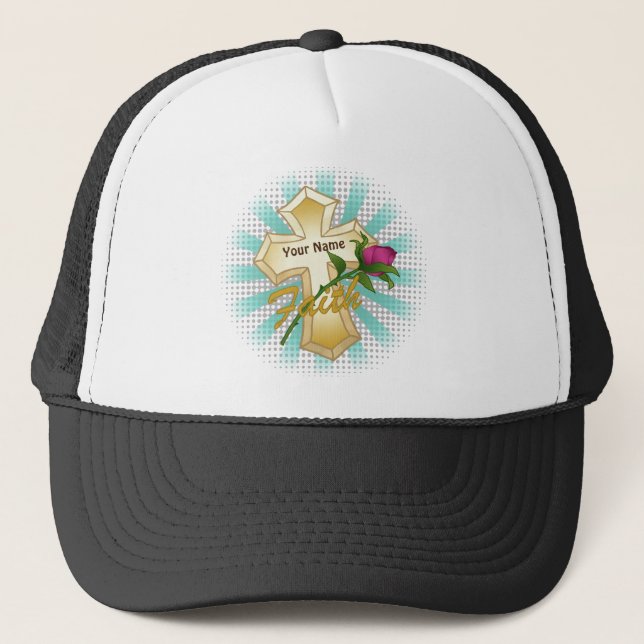 Gorra De Camionero Cruz Rosa de la fe cristiana (Anverso)