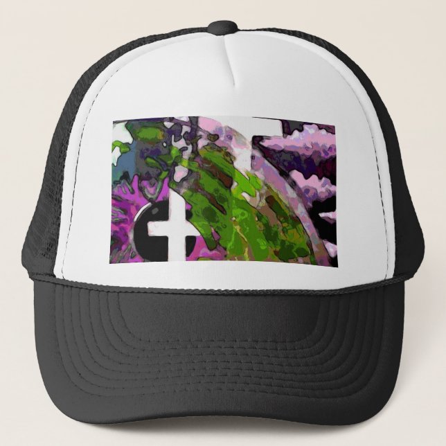 Gorra De Camionero Cruz y ojo rosados (Anverso)