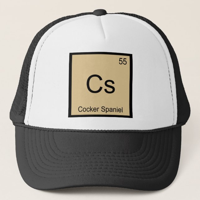 Gorra De Camionero Cs - Cocker Spaniel Camiseta Símbolo Elemento Quím (Anverso)