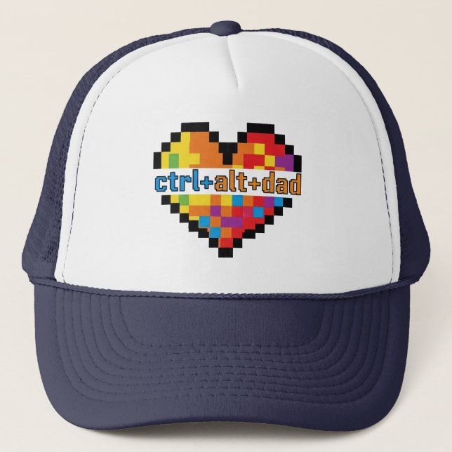 Gorra De Camionero ctrl + alt + papá Geek Dad (Anverso)