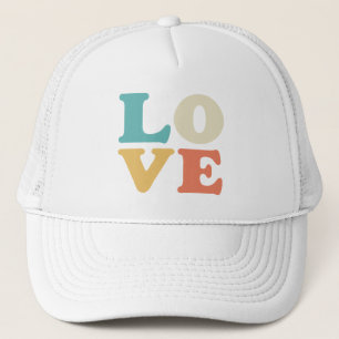 Gorra De Camionero Cuadrado de color retro de la tipografía de amor