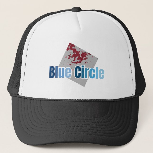 Gorra De Camionero Cuadrado Gris con Mancha Roja y Texto de Círculo A (Anverso)