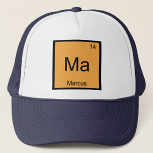 Gorra De Camionero Cuadro Periódico de Elemento Químico Marcus Name