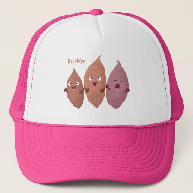 Gorra De Camionero Cuadros cantando batatas personalizado verduras (Anverso)