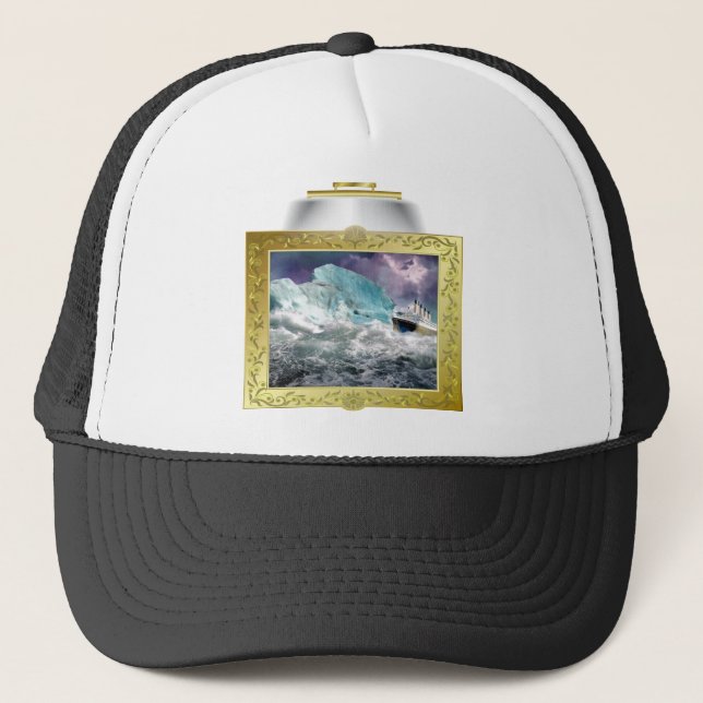 Gorra De Camionero Cuadros de RMS Titanic e Iceberg (Anverso)