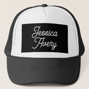 Gorra De Camionero Cualquier nombre   Elegante escritura blanca vinta