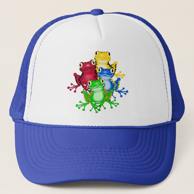 Gorra De Camionero Cuatro camisetas y regalos de las ranas (Anverso)