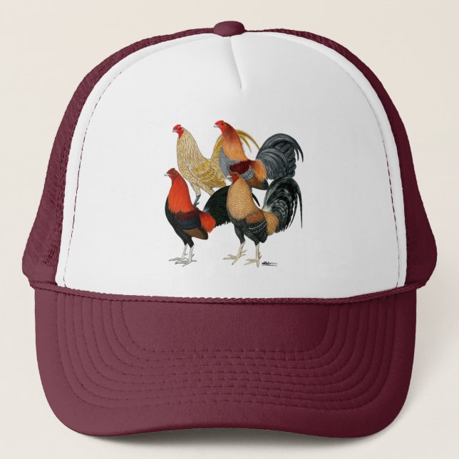 Gorra De Camionero Cuatro gallos de pelea (Anverso)