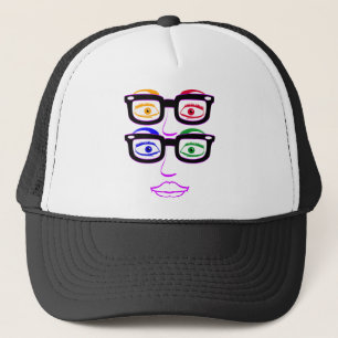 Gorra De Camionero Cuatro Ojos Coloridos y Friki