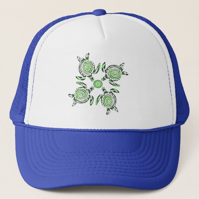 Gorra De Camionero Cuatro tortugas verdes: Punto de arte, (Anverso)