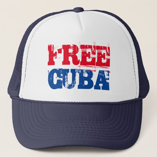 Gorra De Camionero Cuba libre SOS Cuba azul rojo (Anverso)