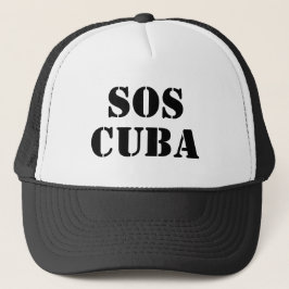 Gorra De Camionero Cuba Libre SOS Cuba blanco y negro