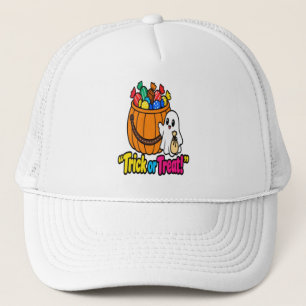 Gorra De Camionero Cubo de caramelo de Halloween de fantasma lindo