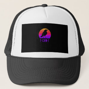 Gorra De Camionero Cuervo Ave F-Caw-F Atardecer Retro Vintage F-Caw-F