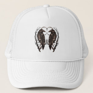 Gorra De Camionero Cuervo en Árbol Muerto - Arte Gótico Oscuro