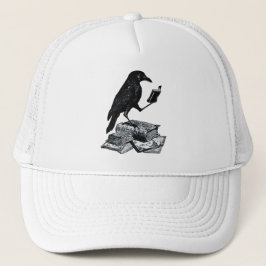 Gorra De Camionero Cuervo Mágico con Libros Académicos