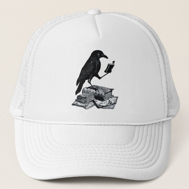 Gorra De Camionero Cuervo Mágico con Libros Académicos (Anverso)