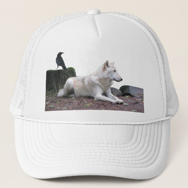 Gorra De Camionero Cuervo negro, White Wolf (Anverso)