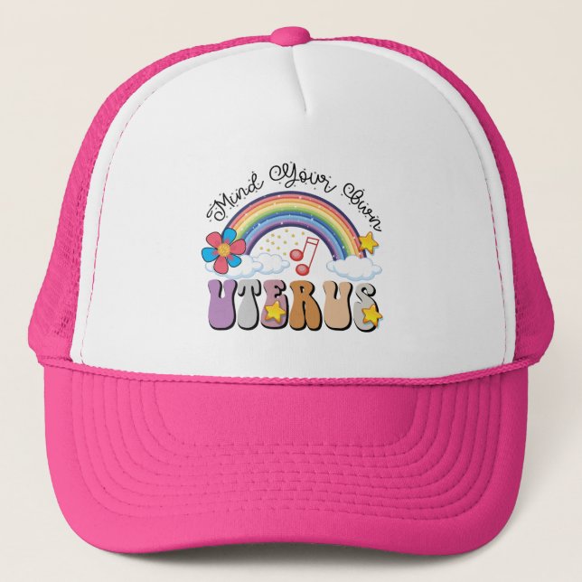 Gorra De Camionero Cuidado con su propia Uterus Feminist Pro Choice R (Anverso)
