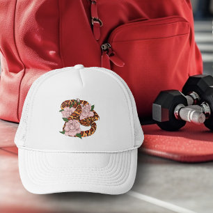 Gorra De Camionero Culebra de Maíz Flores Rosadas Verdes