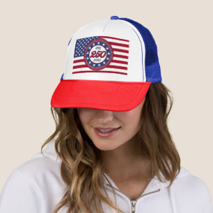Gorra De Camionero Cumpleaños 250 de América con bandera de EE. UU.