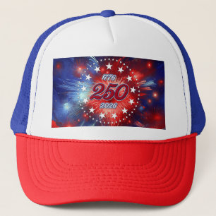 Gorra De Camionero Cumpleaños 250 de América Gráficos Fuegos Artifici