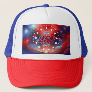 Gorra De Camionero Cumpleaños 250 de América Gráficos Fuegos Artifici