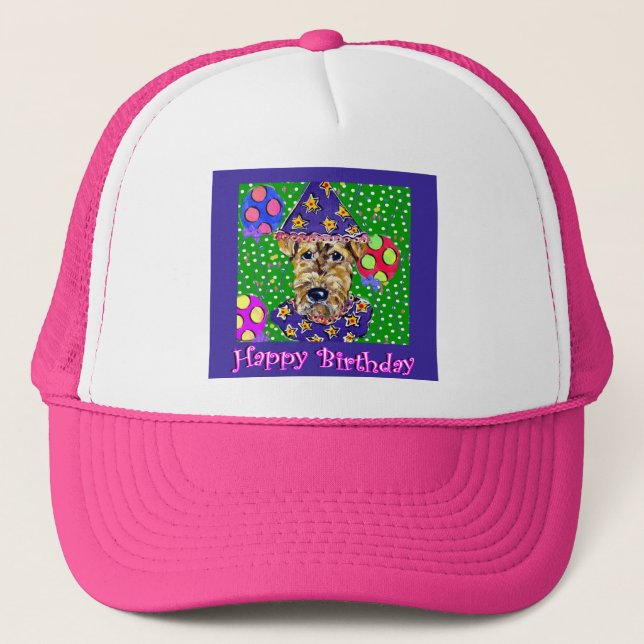 Gorra De Camionero Cumpleaños Airedale (Anverso)