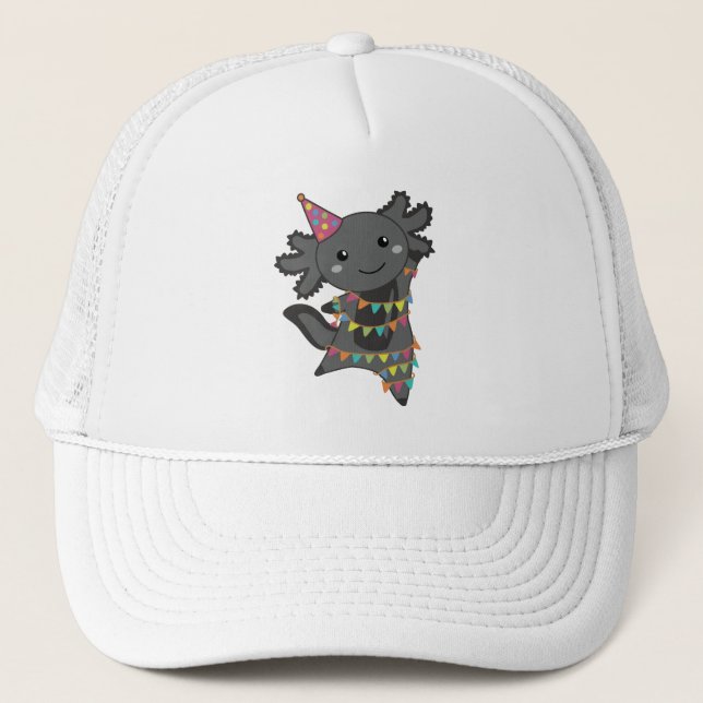 Gorra De Camionero Cumpleaños Axolotl Garland (Anverso)