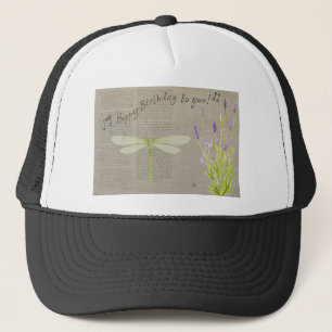 Gorra De Camionero cumpleaños feliz de la libélula
