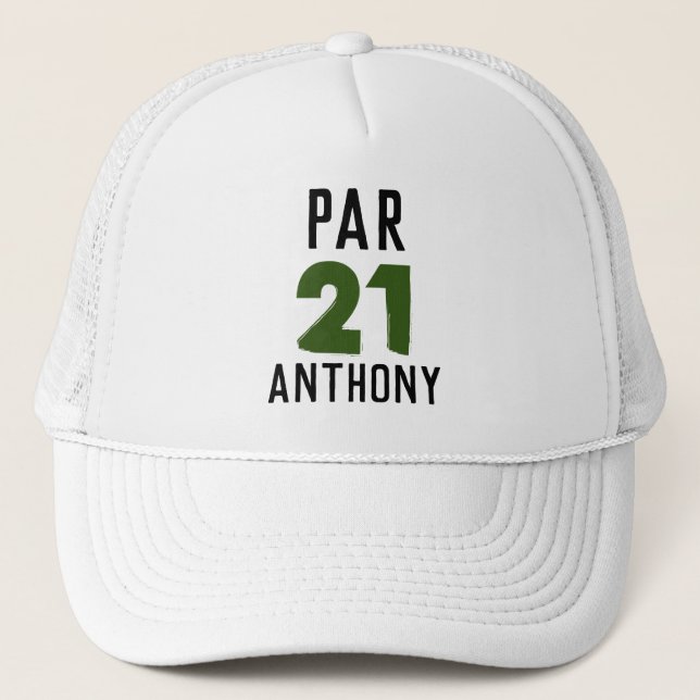 Gorra De Camionero Cumpleaños Golfer Funny 21th happy Par (Anverso)