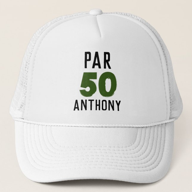 Gorra De Camionero Cumpleaños Golfer Funny 50 feliz papá Par (Anverso)