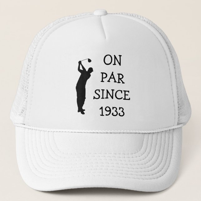 Gorra De Camionero Cumpleaños Golfer Funny 90th happy Dad Par (Anverso)