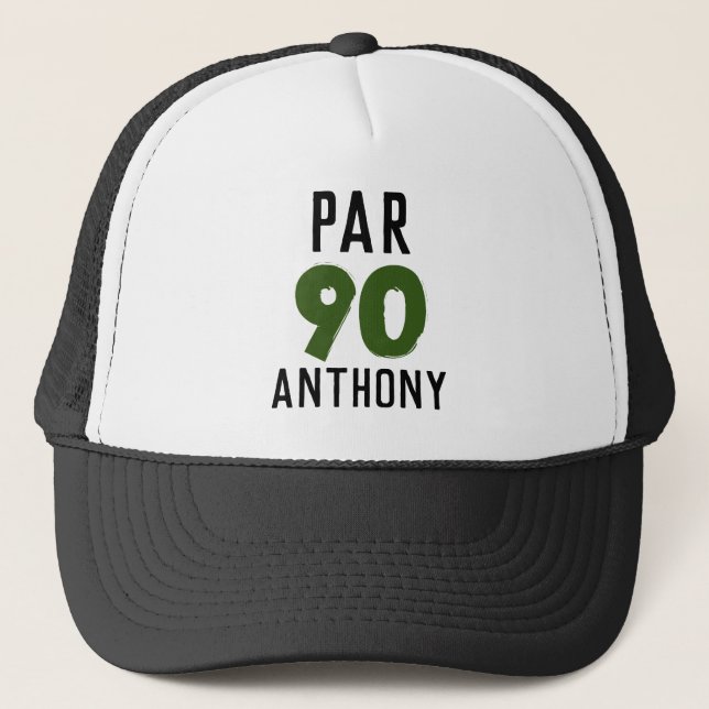 Gorra De Camionero Cumpleaños Golfer Funny 90th happy Dad Par (Anverso)