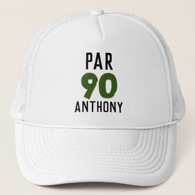 Gorra De Camionero Cumpleaños Golfer Funny 90th happy Dad Par (Anverso)