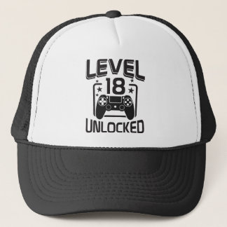 Gorra De Camionero Cumpleaños Personalizado Nivel 18 Desbloqueado Jug