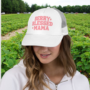 Gorra De Camionero Cumpleaños Rosa Mamá Afortunada Fresa Frutilla Ado