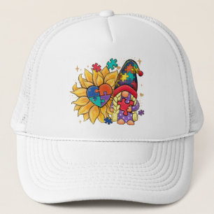 Gorra De Camionero Cúpula, girasol y conciencia del autismo cardíaco