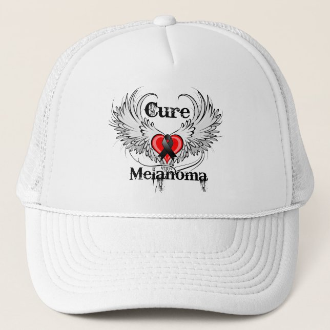 Gorra De Camionero Cure Melanoma Heart Tattoo Wings (Anverso)