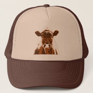 Gorra De Camionero Curioso animal de granja de vacas marrones