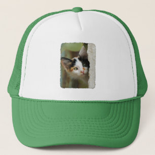 Gorra De Camionero Curioso Gato Gato Gato Gatito Prying Eyes Retrato 