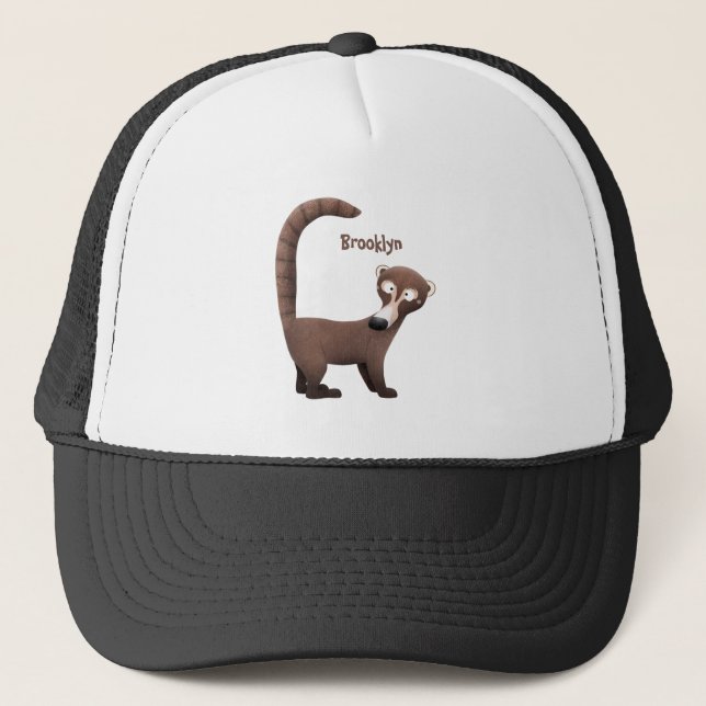 Gorra De Camionero Curioso ilustracion personalizado de coatimundi (Anverso)