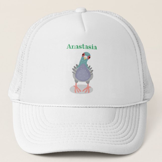 Gorra De Camionero Curioso ilustracion personalizado de palomas (Anverso)