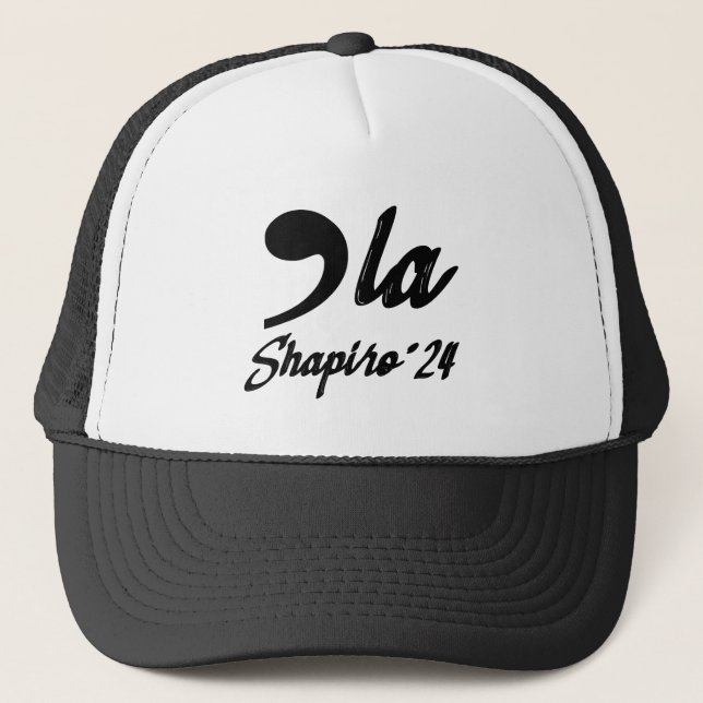 Gorra De Camionero Cursiva Comma-La Kamala Harris Shapiro 2024 (Anverso)